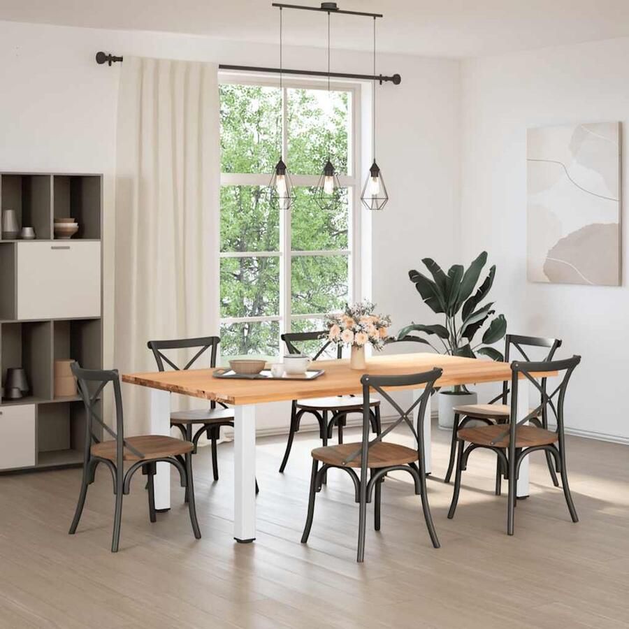 VidaXL Eettafel Eettafels Eetkamertafel Keukentafel Eettafel rechthoekig 220x120x74 cm massief eikenhout lichtbruin