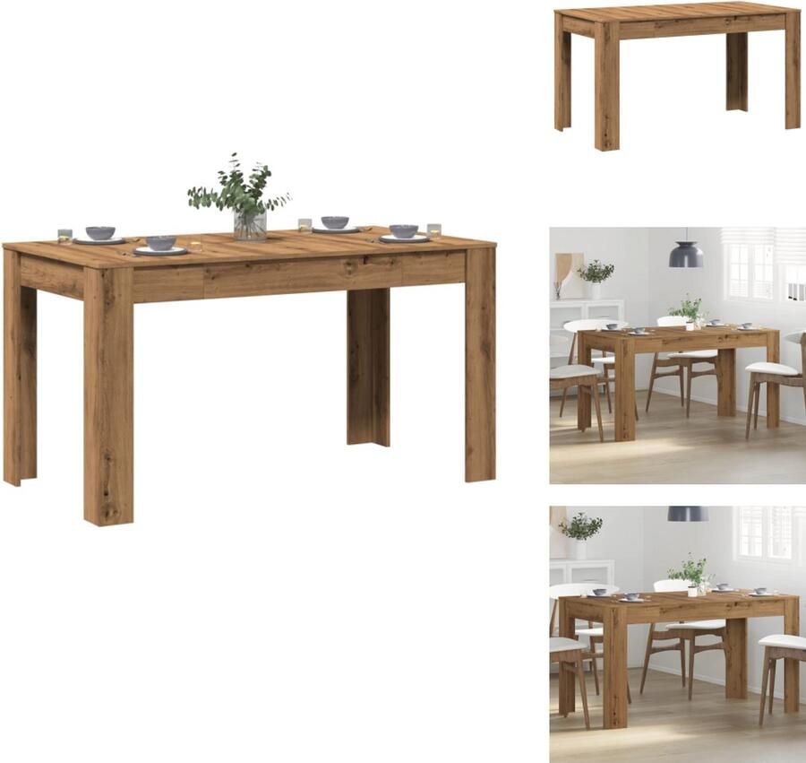 VidaXL Eettafel Eettafels Eetkamertafel Tafel Eettafel 140x74 5x76 cm bewerkt hout artisanaal eikenkleurig