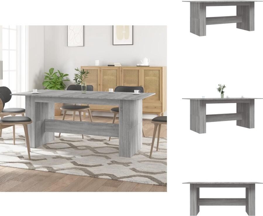 VidaXL Eettafel Eettafels Eetkamertafel Tafel Eettafel 180x90x76 cm bewerkt hout grijs sonoma eikenkleurig