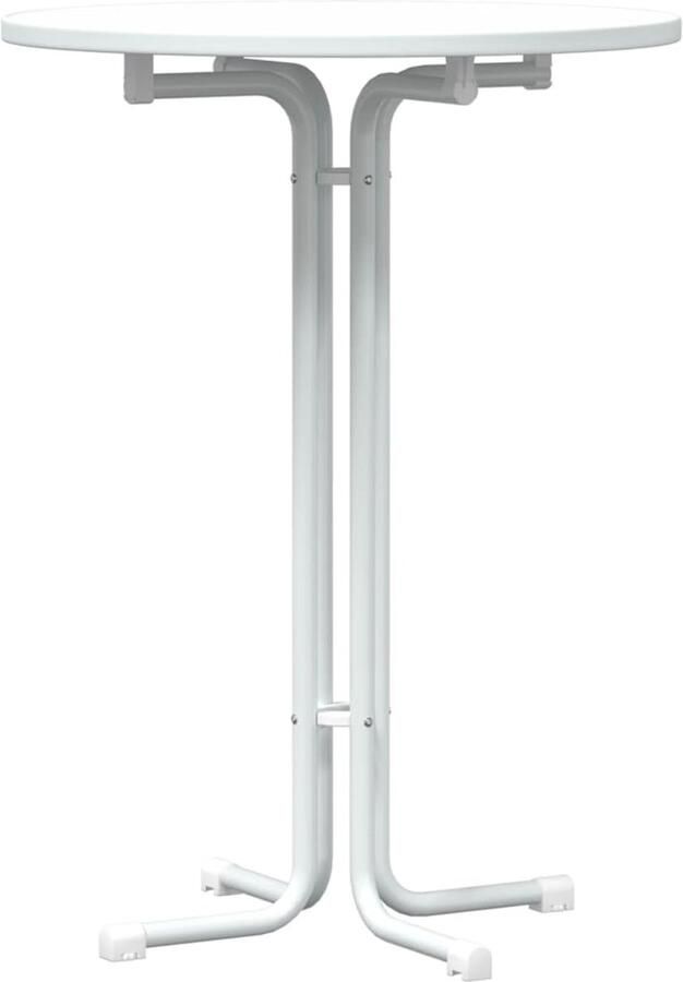 VidaXL Eettafel Ø 80x110 cm bewerkt hout en staal wit Eettafel Eettafels Eetkamertafel Tafel