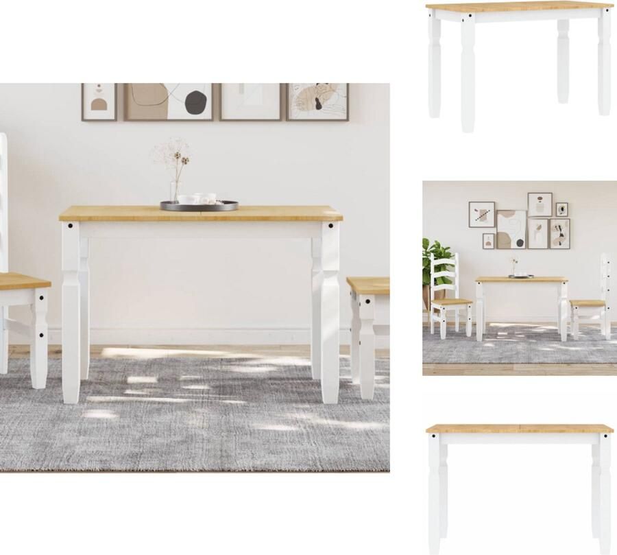 VidaXL Eettafel Eettafels Eetkamertafel Tafel Eettafel Corona 112x60x75 cm massief grenenhout wit