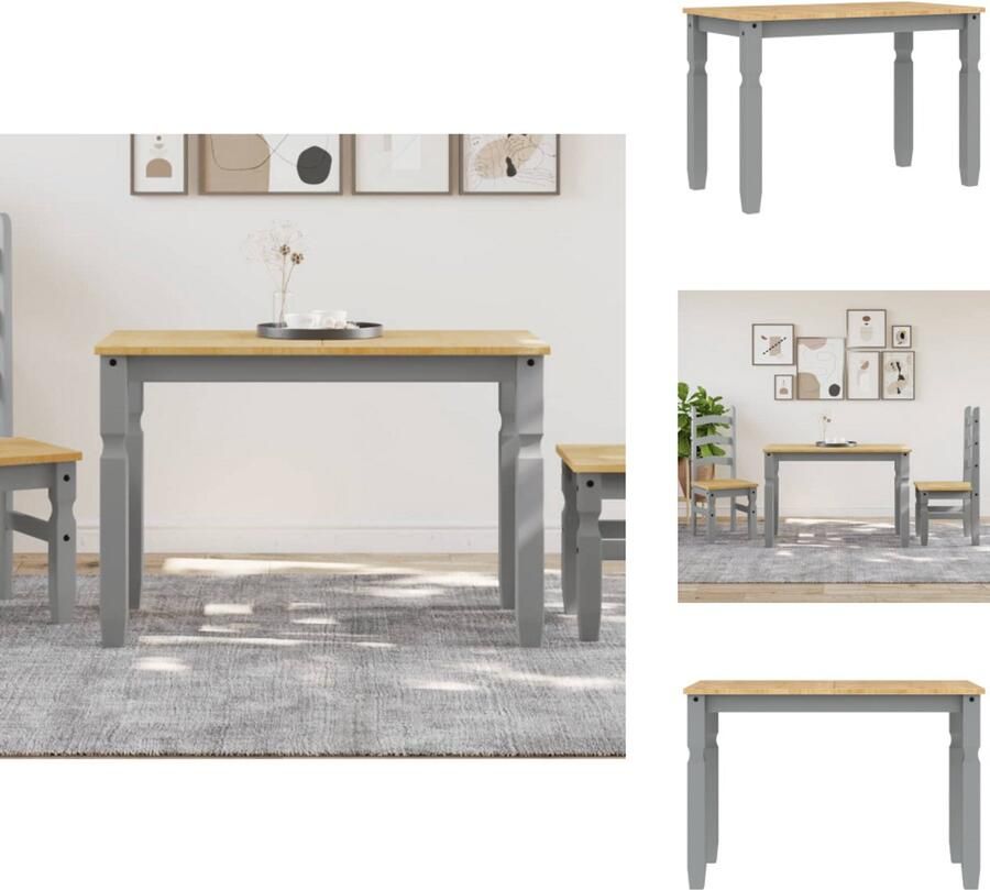 VidaXL Eettafel Eettafels Eetkamertafel Tafel Eettafel Corona 112x60x75 cm massief grenenhout grijs