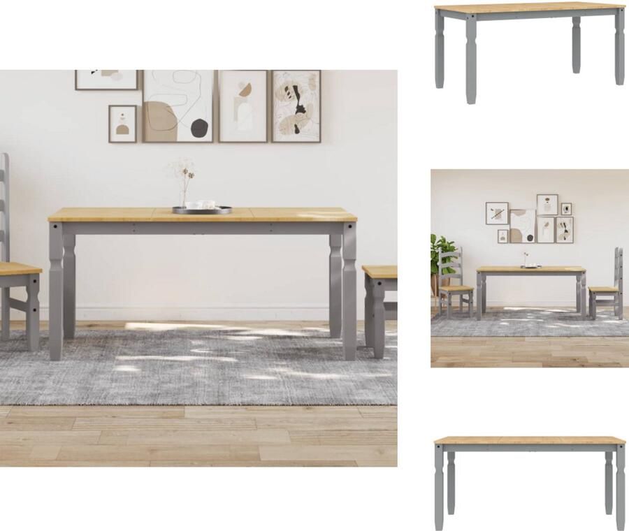 VidaXL Eettafel Eettafels Eetkamertafel Tafel Eettafel Corona 160x80x75 cm massief grenenhout grijs