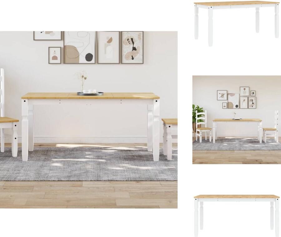 VidaXL Eettafel Eettafels Eetkamertafel Tafel Eettafel Corona 160x80x75 cm massief grenenhout wit