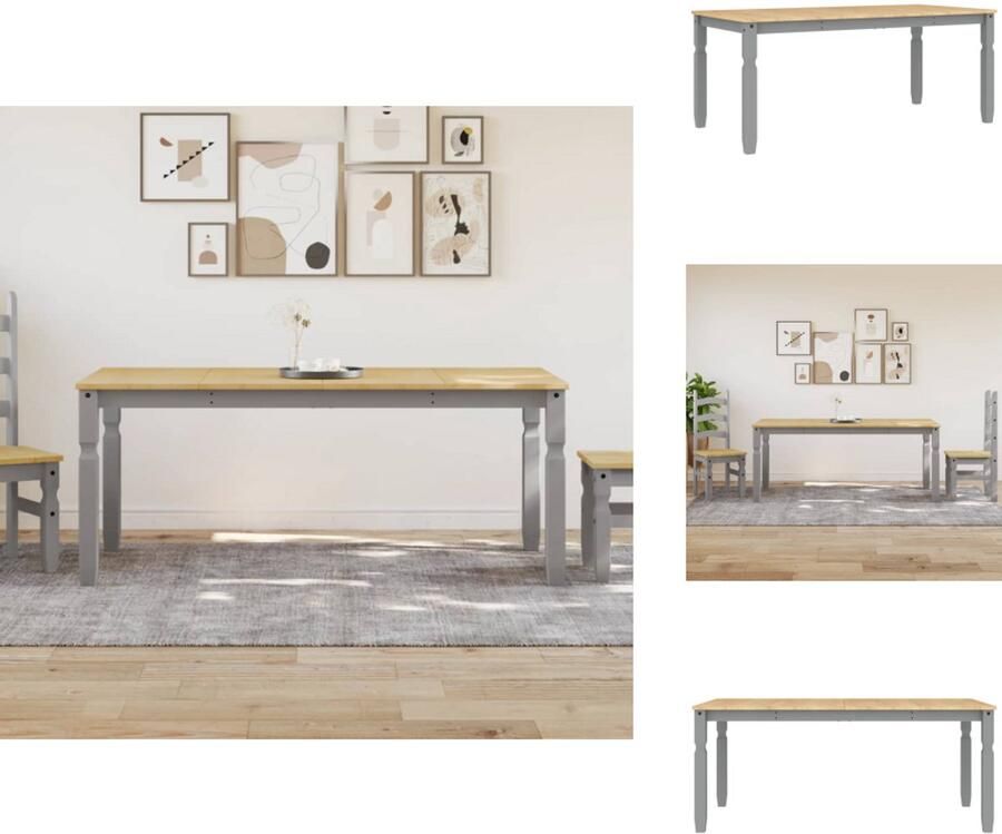 VidaXL Eettafel Eettafels Eetkamertafel Tafel Eettafel Corona 180x90x75 cm massief grenenhout grijs