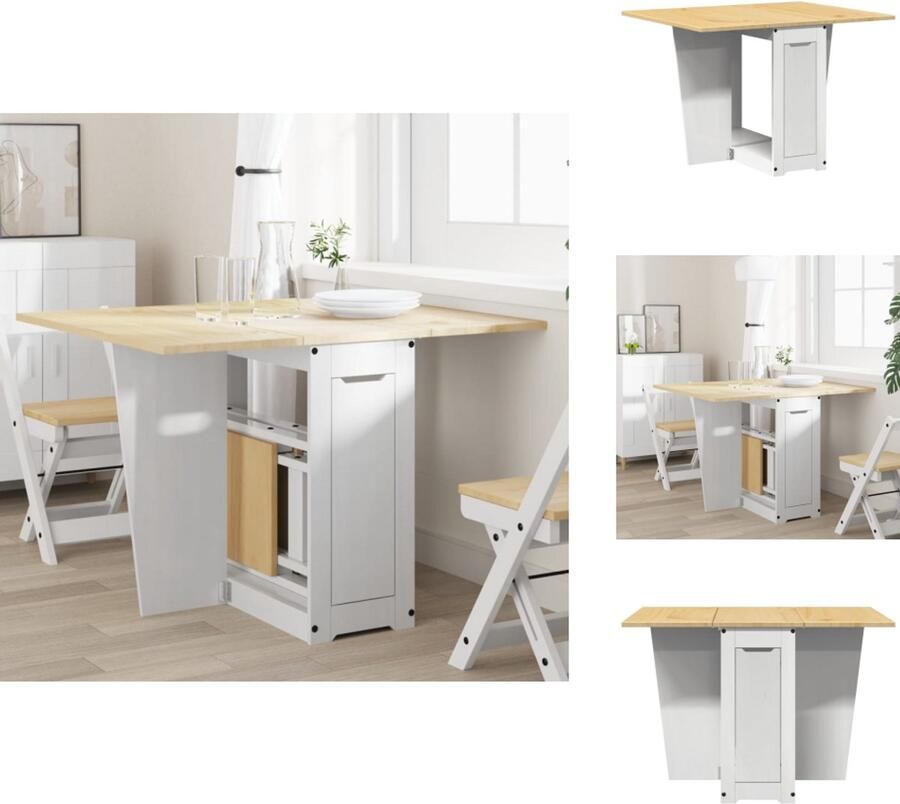 VidaXL Eettafel Eettafels Eetkamertafel Tafel Eettafel Corona inklapbaar massief grenenhout wit