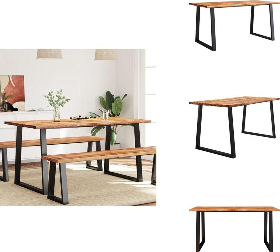 VidaXL Eettafel Eettafels Eetkamertafel Tafel -Eettafel-met-natuurlijke-rand-160x80x75-cm-massief-acaciahout - Foto 2