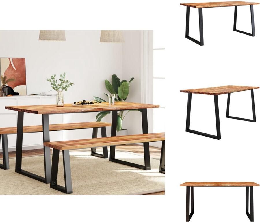 VidaXL Eettafel Eettafels Eetkamertafel Tafel -Eettafel-met-natuurlijke-rand-160x80x75-cm-massief-acaciahout