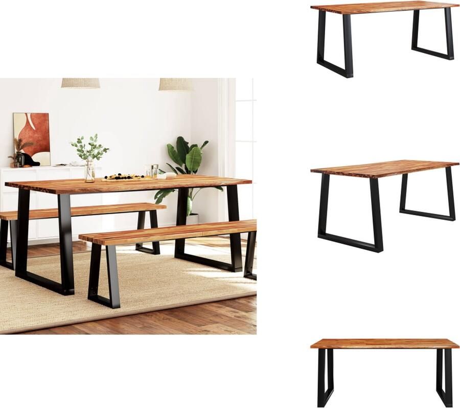 VidaXL Eettafel Eettafels Eetkamertafel Tafel Eettafel met natuurlijke rand 180x90x75 cm massief acaciahout
