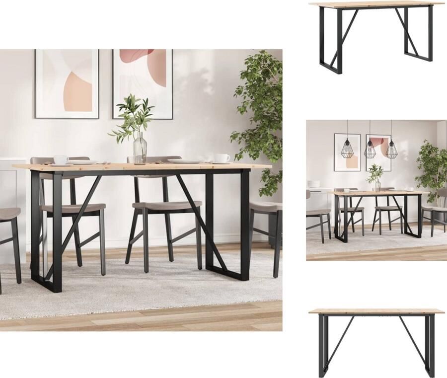 VidaXL Eettafel Eettafels Eetkamertafel Tafel Eettafel O-frame 140x80x75 cm massief grenenhout en gietijzer