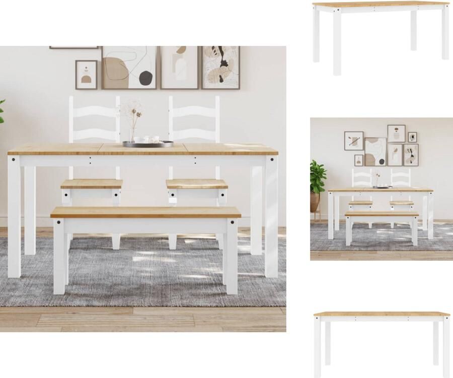 VidaXL Eettafel Eettafels Eetkamertafel Tafel Eettafel Panama 160x80x75 cm massief grenenhout wit
