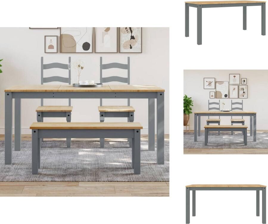 VidaXL Eettafel Eettafels Eetkamertafel Tafel Eettafel Panama 160x80x75 cm massief grenenhout grijs