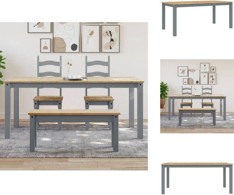 VidaXL Eettafel Eettafels Eetkamertafel Tafel Eettafel Panama 180x90x75 cm massief grenenhout grijs