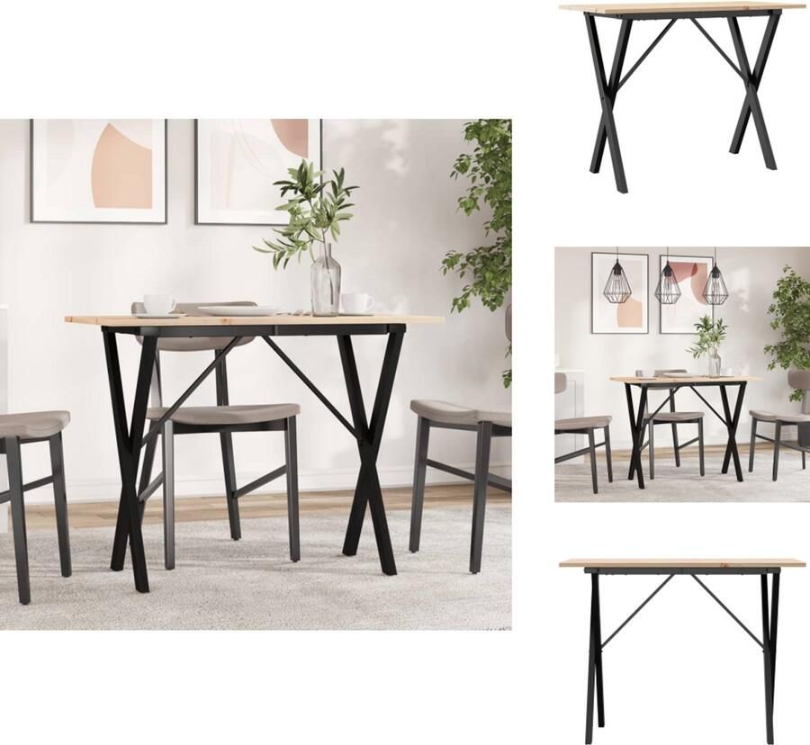 VidaXL Eettafel Eettafels Eetkamertafel Tafel Eettafel X-frame 100x50x75 cm massief grenenhout en gietijzer