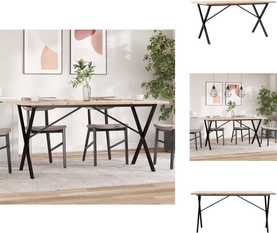 VidaXL Eettafel Eettafels Eetkamertafel Tafel Eettafel X-frame 140x80x75 5 cm massief grenenhout en gietijzer