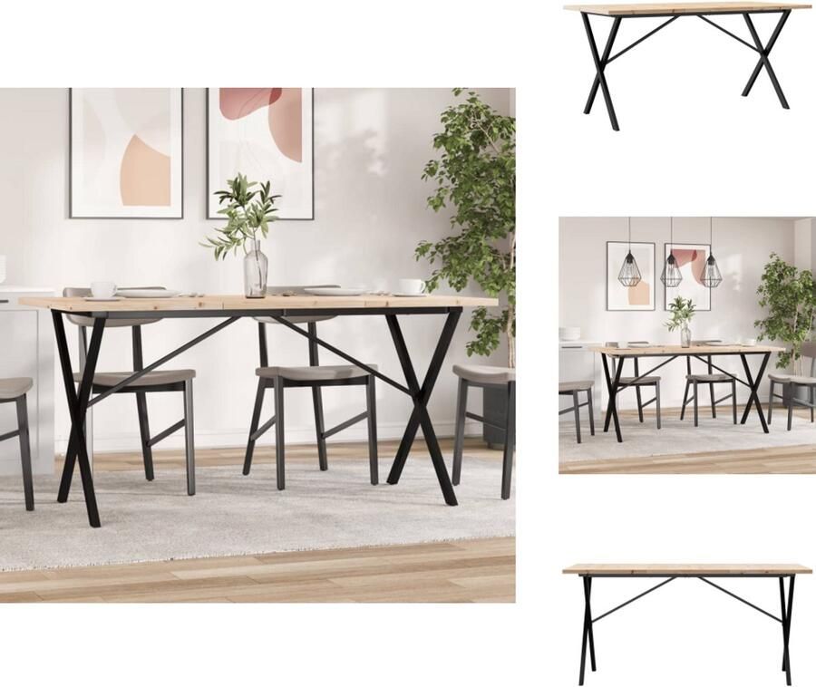 VidaXL Eettafel Eettafels Eetkamertafel Tafel Eettafel X-frame 160x80x75 5 cm massief grenenhout en gietijzer