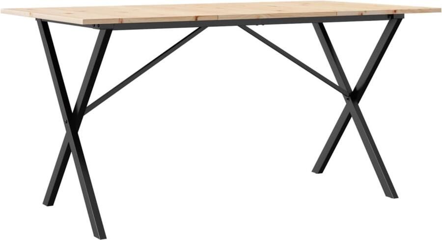 VidaXL Eettafel Eettafels Eetkamertafel Tafel Eettafel X-frame 160x80x75 cm massief grenenhout en gietijzer