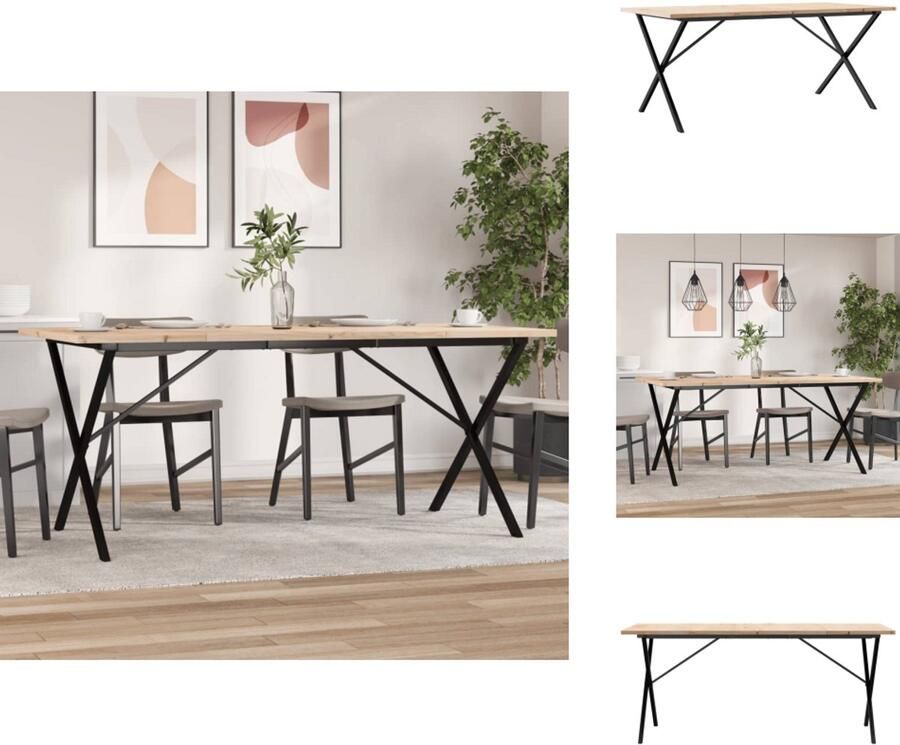 VidaXL Eettafel Eettafels Eetkamertafel Tafel Eettafel X-frame 180x90x75 5 cm massief grenenhout en gietijzer