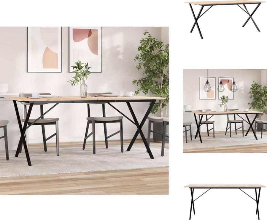 VidaXL Eettafel Eettafels Eetkamertafel Tafel Eettafel X-frame 180x90x75 cm massief grenenhout en gietijzer