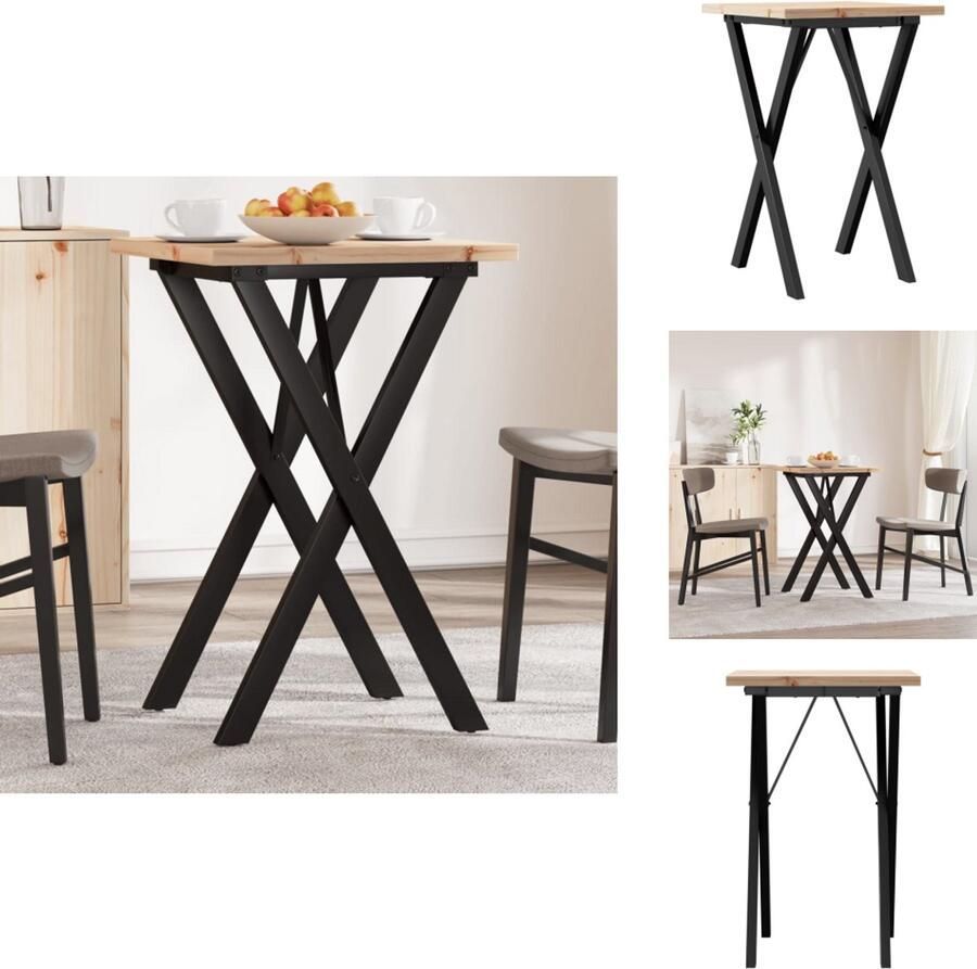 VidaXL Eettafel Eettafels Eetkamertafel Tafel Eettafel X-frame 50x50x75 5 cm massief grenenhout en gietijzer