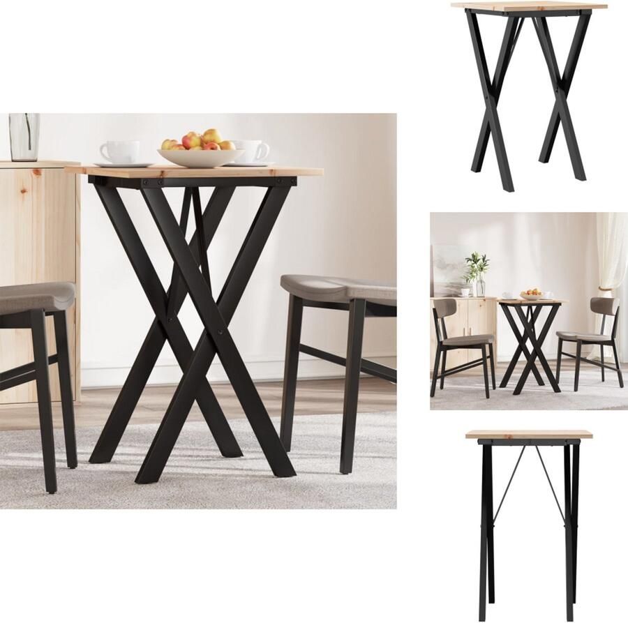 VidaXL Eettafel X-frame 50x50x75 cm massief grenenhout en gietijzer