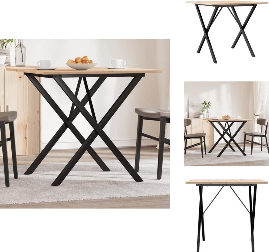 VidaXL Eettafel Eettafels Eetkamertafel Tafel Eettafel X-frame 80x80x75 cm massief grenenhout en gietijzer