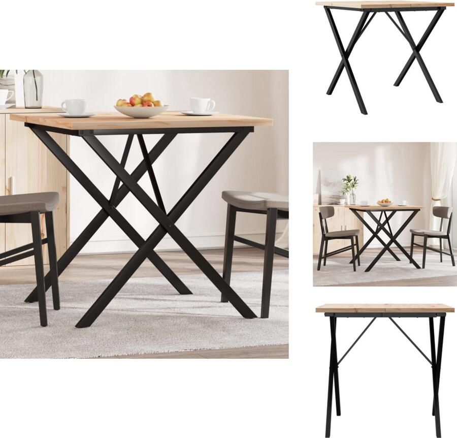 VidaXL Eettafel Eettafels Eetkamertafel Tafel Eettafel X-frame 90x90x75 5 cm massief grenenhout en gietijzer