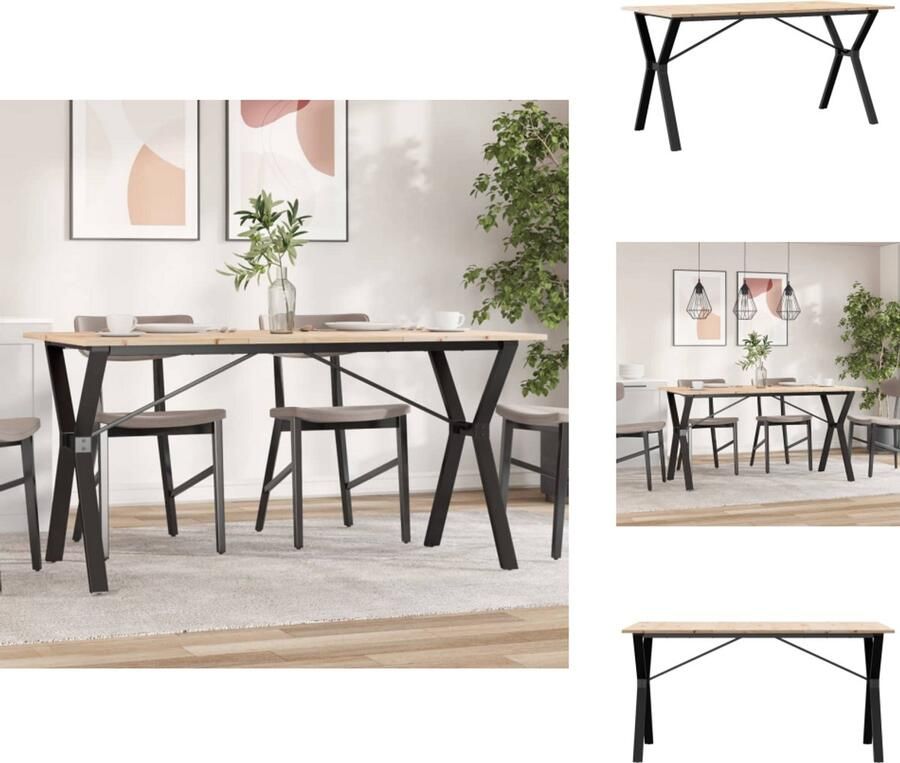 VidaXL Eettafel Eettafels Eetkamertafel Tafel Eettafel Y-frame 140x80x75 cm massief grenenhout en gietijzer