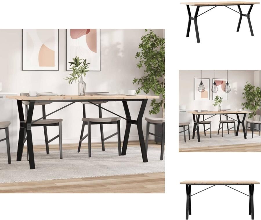 VidaXL Eettafel Eettafels Eetkamertafel Tafel Eettafel Y-frame 160x80x75 5 cm massief grenenhout en gietijzer