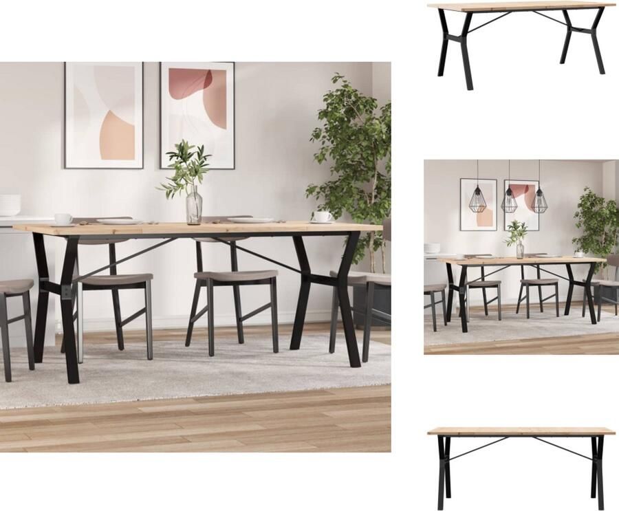 VidaXL Eettafel Eettafels Eetkamertafel Tafel Eettafel Y-frame 180x90x75 5 cm massief grenenhout en gietijzer