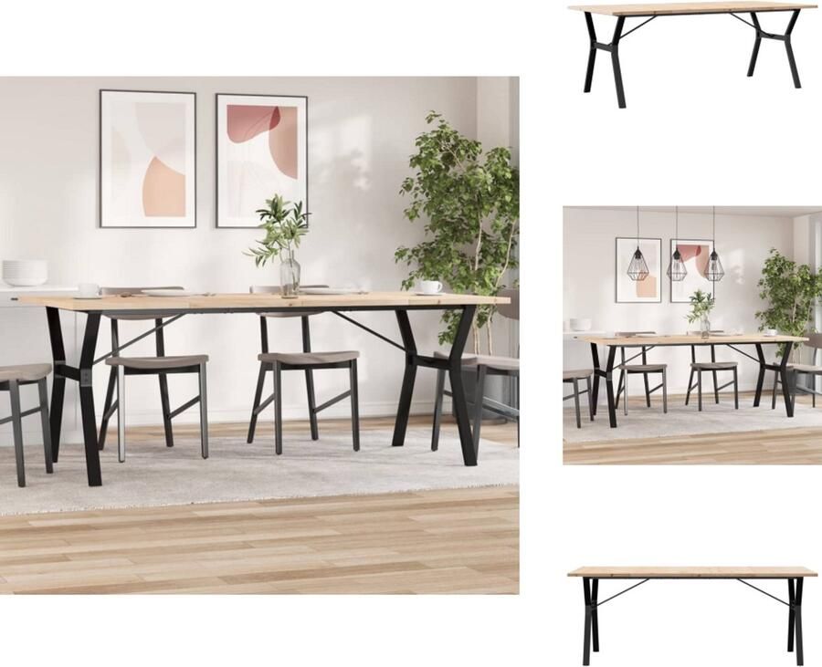 VidaXL Eettafel Eettafels Eetkamertafel Tafel Eettafel Y-frame 200x100x75 5 cm grenenhout en gietijzer