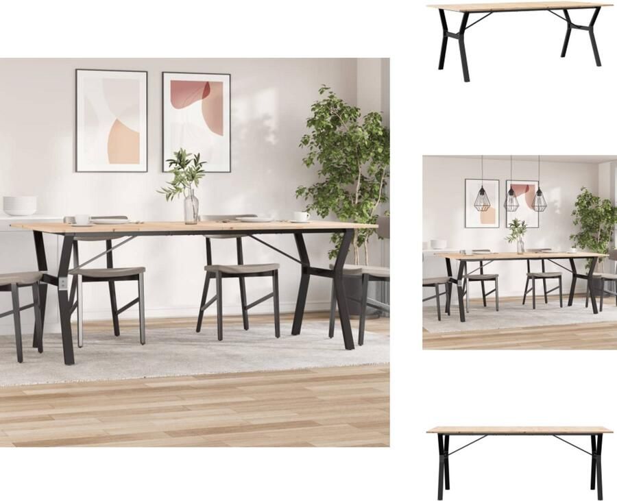 VidaXL Eettafel Eettafels Eetkamertafel Tafel Eettafel Y-frame 200x100x75 cm massief grenenhout en gietijzer