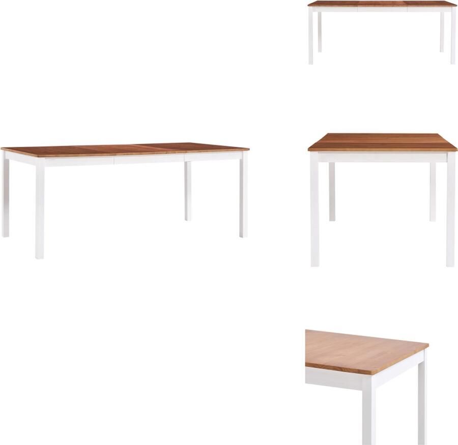 VidaXL Eettafel Eettafels Houten Eettafel Eetkamertafel Eettafel 180x90x73 cm grenenhout wit en bruin