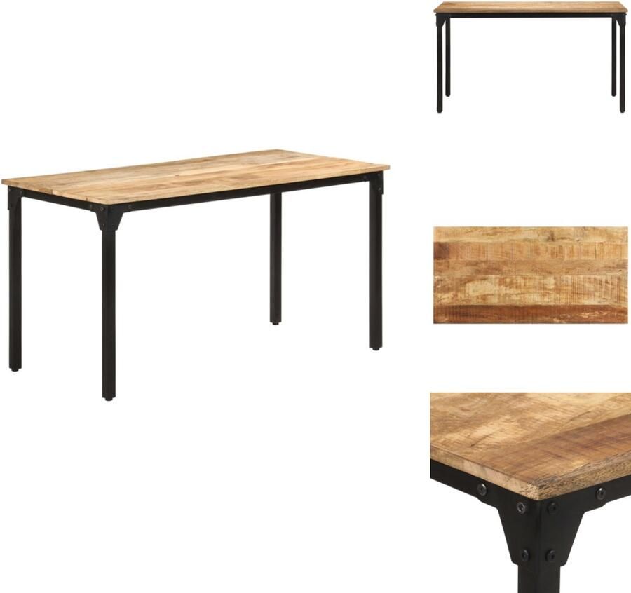 VidaXL Eettafel Eettafels Houten Eettafel Houten Eettafels Eettafel 140x70x76 cm ruw mangohout