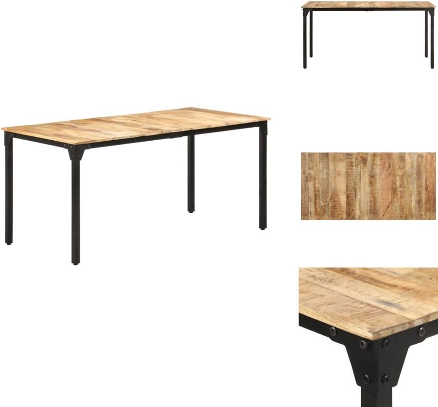 VidaXL Eettafel Eettafels Houten Eettafel Houten Eettafels Eettafel 160x80x76 cm ruw mangohout