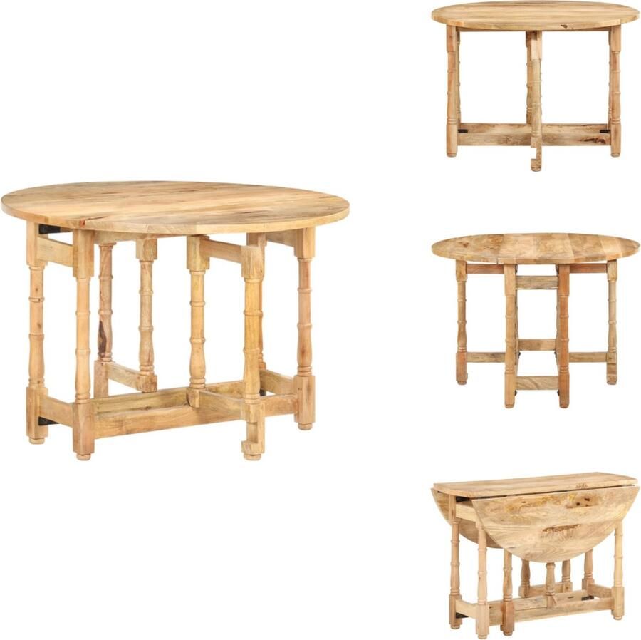 The Living Store Houten Eettafel Mangohout 110x76 cm Stevig en duurzaam Houten Eettafel Rond Mangohout Eettafel Salontafels Diningtable - Foto 2