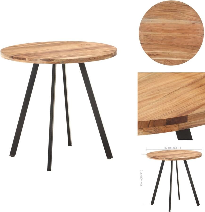 VidaXL Eettafel Eettafels Tafel Tafels Eettafel 80 cm massief acaciahout