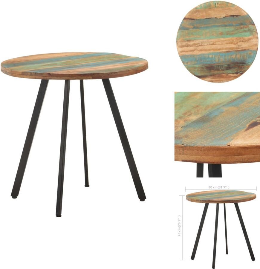 VidaXL Eettafel Eettafels Tafel Tafels Eettafel 80 cm massief gerecycled hout