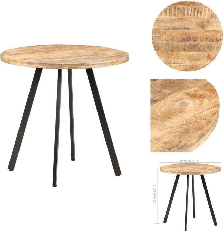 VidaXL Eettafel Eettafels Tafel Tafels Eettafel 80 cm ruw mangohout