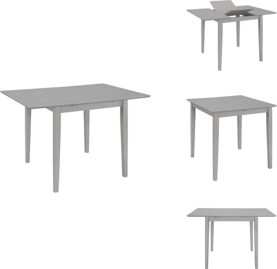 VidaXL Eettafel Eettafels Verlengbare Tafel Verlengbare Tafels Eettafel verlengbaar (80-120)x80x74 cm MDF grijs