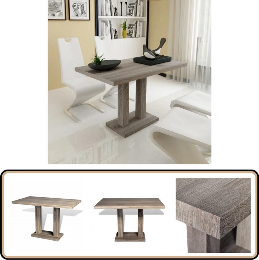 VidaXL Eettafel Eiken-look MDF 117x67x75 cm Eetkamertafel Houten Tafel Mdf Tafel Eiken Look Tafel Moderne Eettafel Tuintafel Buitentafel Diningtable Salontafel