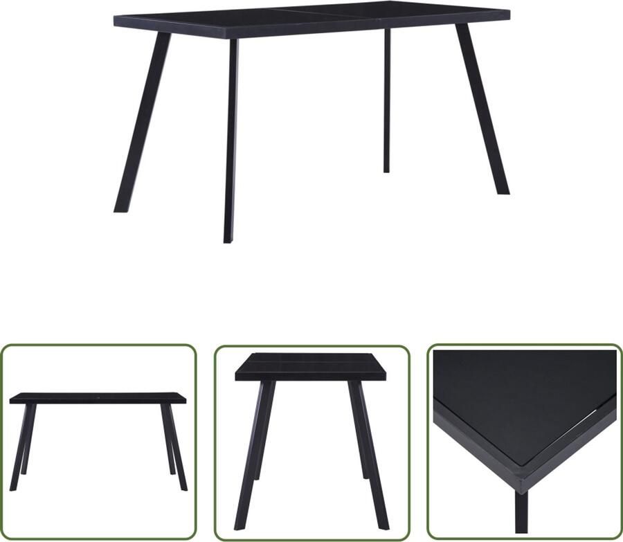 VidaXL Eettafel Gehard Glas 140x70x75 cm Zwart Eetkamertafel Zwarte Eettafel Glas Eettafel Industrieel Meubilair Salontafel Diningtable Black Dining Table Glass Dining Table