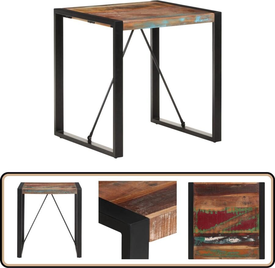 VidaXL Eettafel Gerecycled Hout 70x70x75 cm Industriele Eettafel Industrieel Houten Eettafel Eethoek Tafel Retro Eettafel