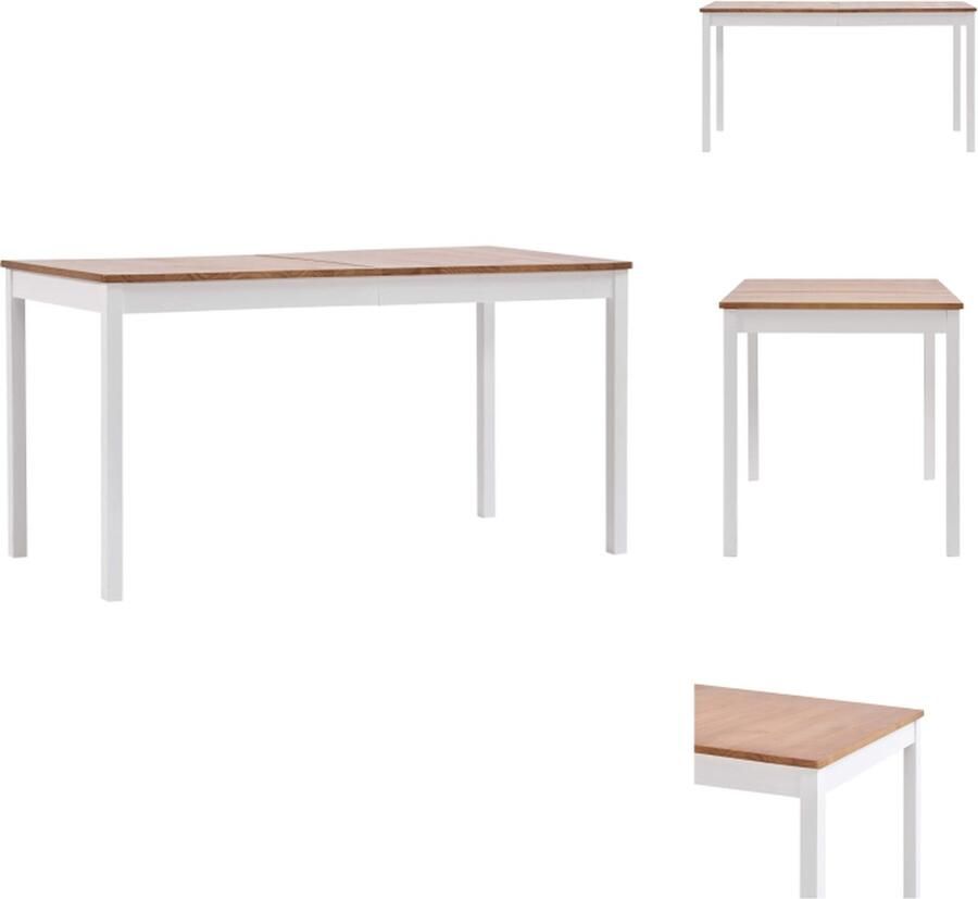 VidaXL Eettafel Grenenhout Tafel 140x70x73 cm Wit en Bruin Tafel