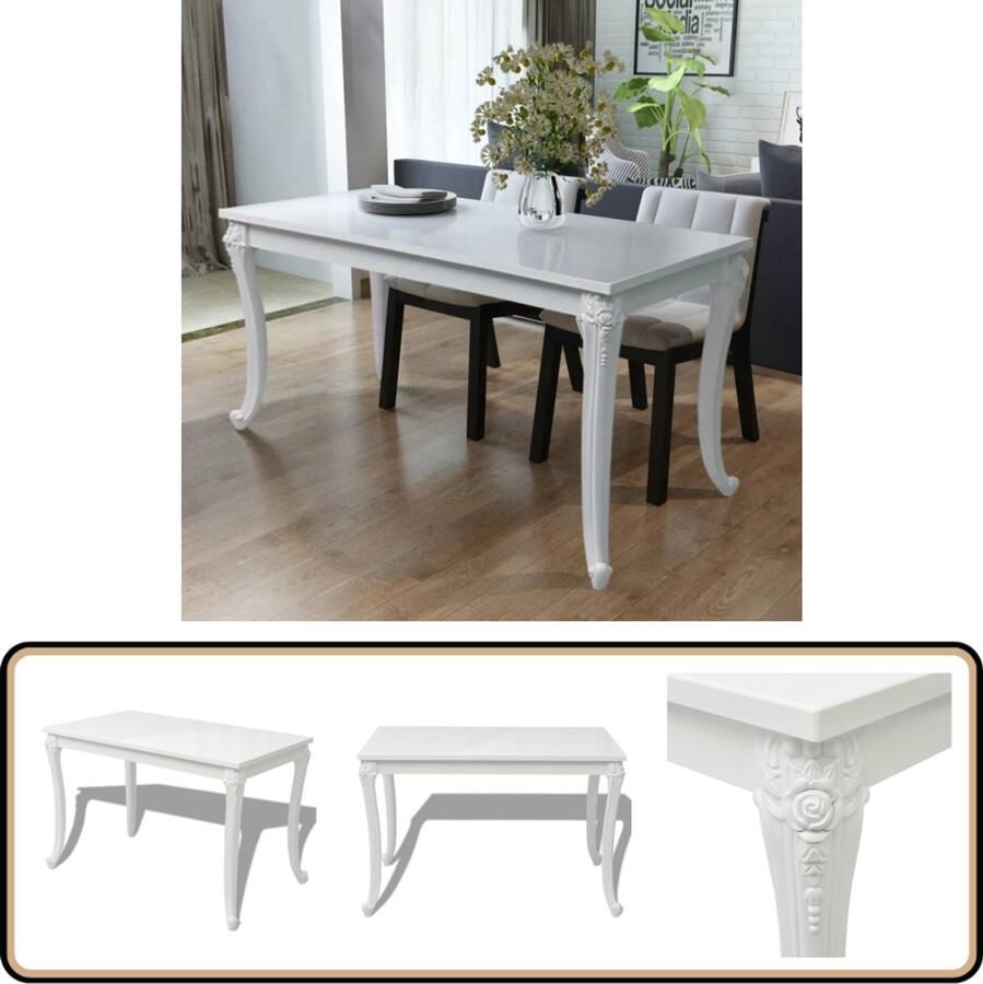 VidaXL Eettafel Hoogglans Wit 116x66x76 cm Eetkamertafel Hoogglans Wit Mdf Modern Rechte Tafel Salontafel Keukenmeubel Diningtable White Furniture Living Room Furniture