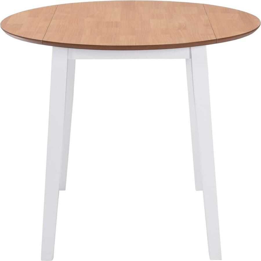 VidaXL Eettafel Inklapbaar Rond MDF Wit Inklapbare Tafel Klaptafel Eettafel Witte Tafel Scandinavische Tafel Kleine Eettafel Compacte Eettafel Mdf Tafel Rubberwood Tafel
