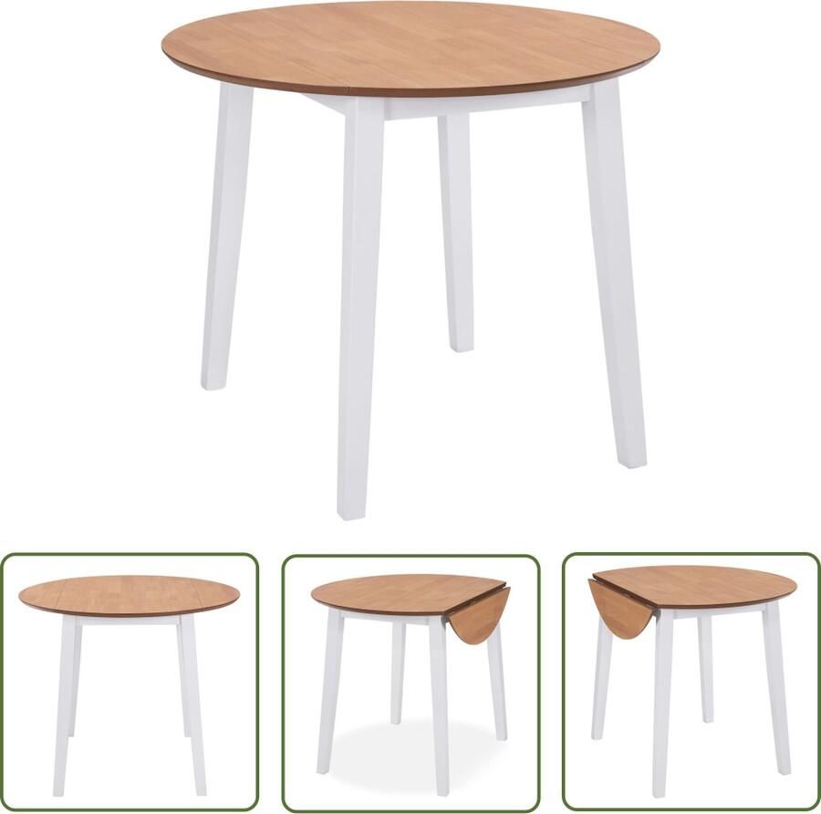 The Living Store Klaptafel Wit 90 x 75 cm Inklapbaar Inklapbare Tafel Eettafel Ronde Tafel Wit Tafel Mdf Tafel