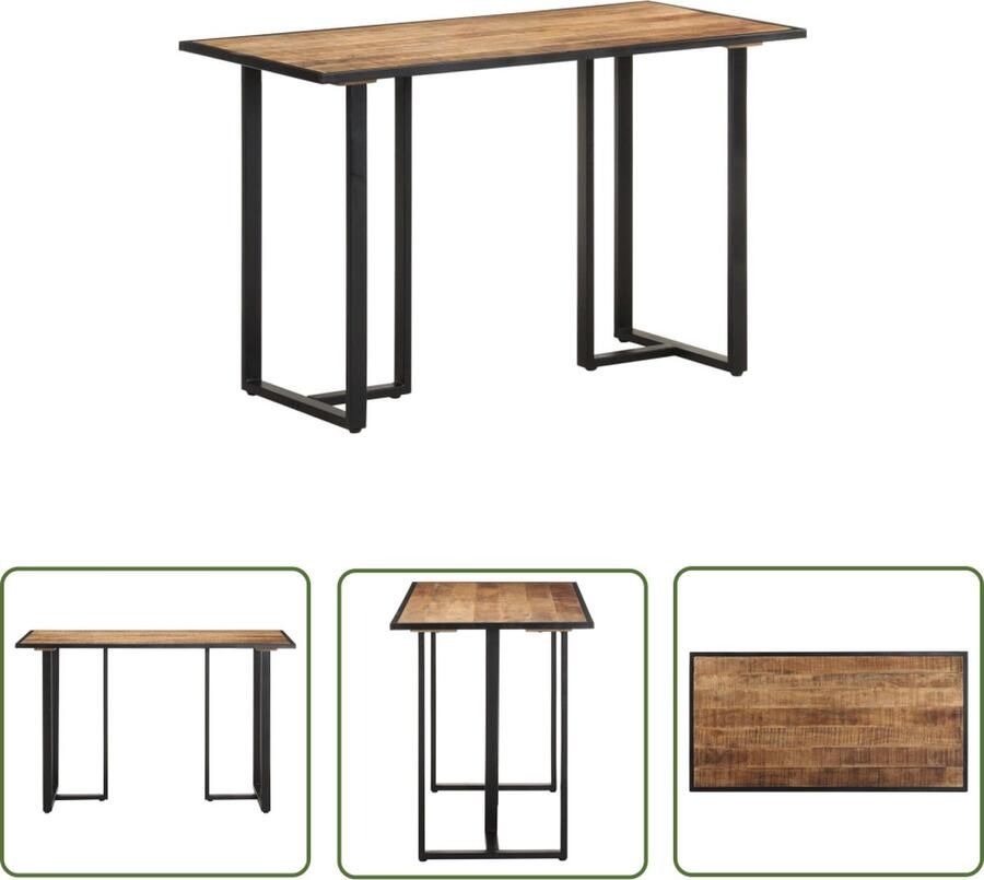 The Living Store IndustriÃle Houten Eettafel 120 x 60 x 76 cm Ruw Mangohout en Gepoedercoat IJzer Industriële Eettafel Mango Hout Salontafel Keuken Meubilair Diningtable - Foto 2