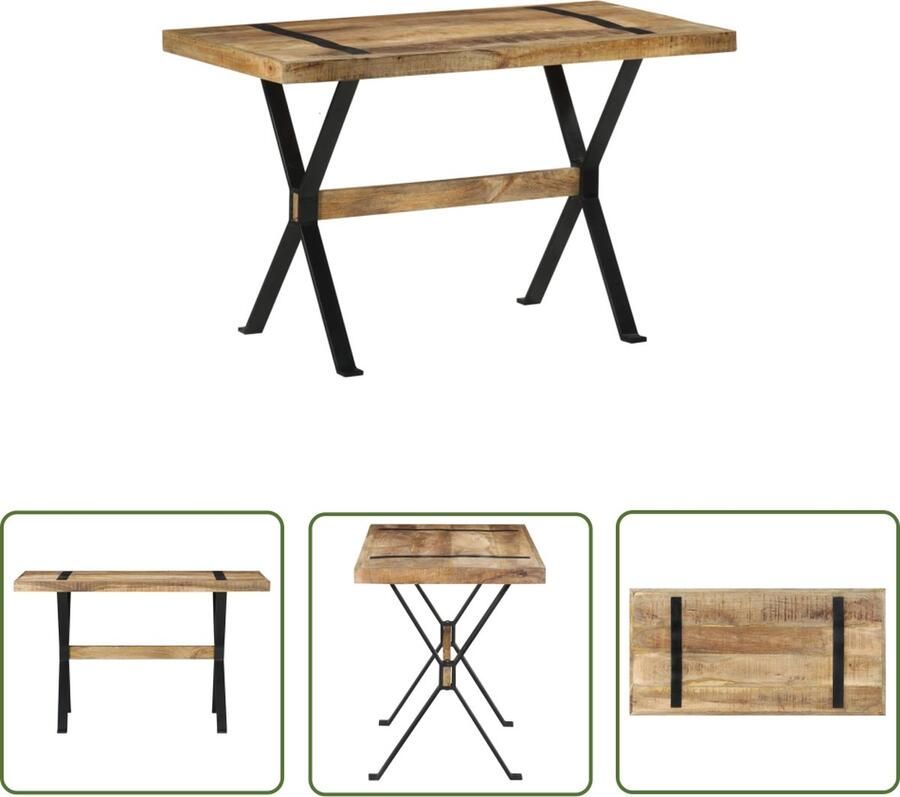 The Living Store Eettafel IndustriÃle Stijl Hout 120 x 60 x 76 cm Industriële Eettafel Mango Hout Eetkamertafel Salontafel Vintage Eettafel - Foto 2
