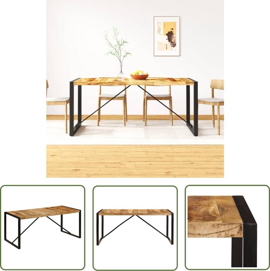 The Living Store Eettafel IndustriÃle Stijl Hout 180 x 90 x 76 cm Industriele Eettafel Mango Hout Eetkamertafel Salontafel Design Eettafel - Foto 2